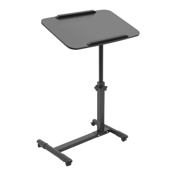 Rullbart säng- och laptopbord - Höjdjusterbart bord - 65–90 cm - Skiva 60×40 cm - Basplatta 57×40 cm - Max 20 kg - MDF - Svart