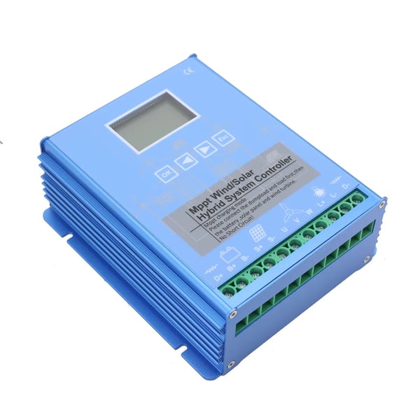 MPPT Vind- og Sol Hybrid Laderegulator - 1000W Vind + 1000W Sol - Automatisk 24V/48V - Dump Load Modstand - Sølv