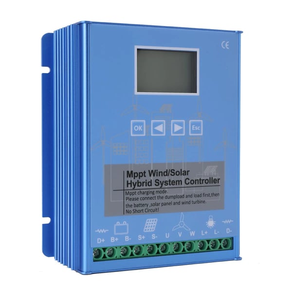MPPT Tuuli-Aurinko Hybridi Lataussäädin - KZQ-ZBYZBY-004 - Tuuli 1000 W & Aurinko 1000 W - 24V/48V Automaattinen - Dump Kuormitusvastus - Violetti