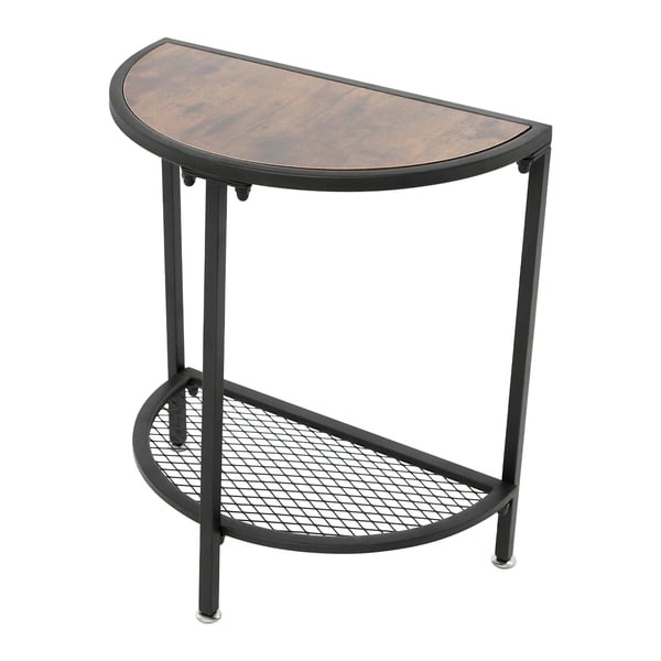 Soffbord - Sidobord - 2 hyllplan - Metallhylla - Platsbesparande - 48×26,5×50 cm - Maxbelastning 50 kg - Enkel montering - Svart & valnöt