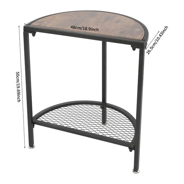 Sofabord - Sidebord - 2 niveauer - Metalhylde - Pladsbesparende - 48×26,5×50 cm - Maks. belastning 50 kg - Nem montering - Sort & valnød