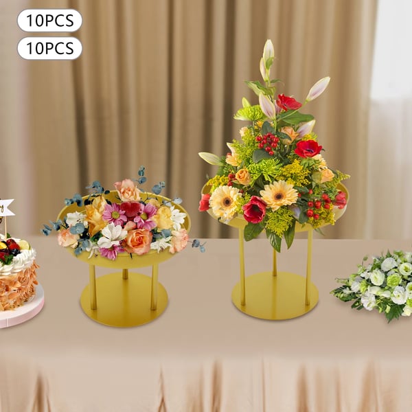 Blomsterstativer - Rund model - Stor størrelse - 10-pak - Rustbestandigt stål - 15 kg bæreevne - Gul