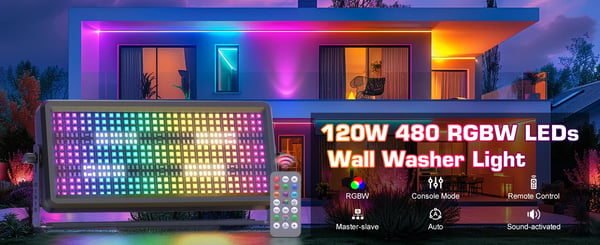 2 kpl LED Wall Washer Strobe Valopalkki - Skenevalo - 120W RGBW 4-in-1 - DMX512/RDM 4/11/165 kanavaa - 90–240V - EU-pistoke