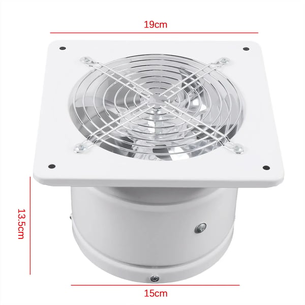 Badvifte - Vægmonteret udsugningsventilator Ø 150 mm - Støjsvag - Til køkken/badeværelse/WC - Hvid