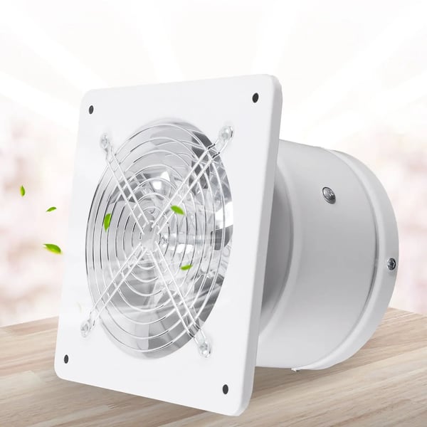 Badvifte - Vægmonteret udsugningsventilator Ø 150 mm - Støjsvag - Til køkken/badeværelse/WC - Hvid
