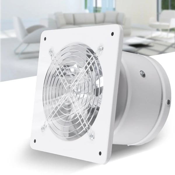 Badvifte - Vægmonteret udsugningsventilator Ø 150 mm - Støjsvag - Til køkken/badeværelse/WC - Hvid