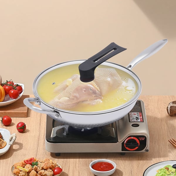 Wokkipannu, tarttumaton hunajakennopinnoite, 1 l, naarmuuntumaton ja kestävä, helppo puhdistaa, terveelliseen ruoanlaittoon