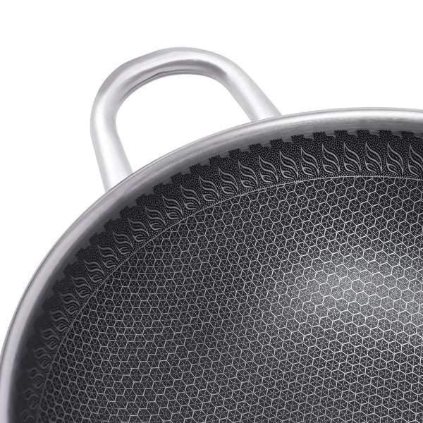 Wokkipannu, tarttumaton hunajakennopinnoite, 1 l, naarmuuntumaton ja kestävä, helppo puhdistaa, terveelliseen ruoanlaittoon