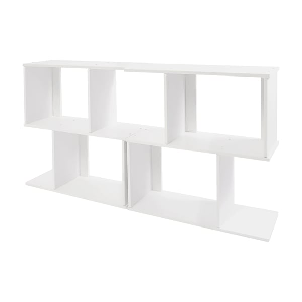 Geometrinen kirjahylly - 2‑tasoinen Z‑muotoinen hylly - Vapaasti seisova - PVC - 61×20,35×62,5 cm - 7,5 kg/taso - Valkoinen