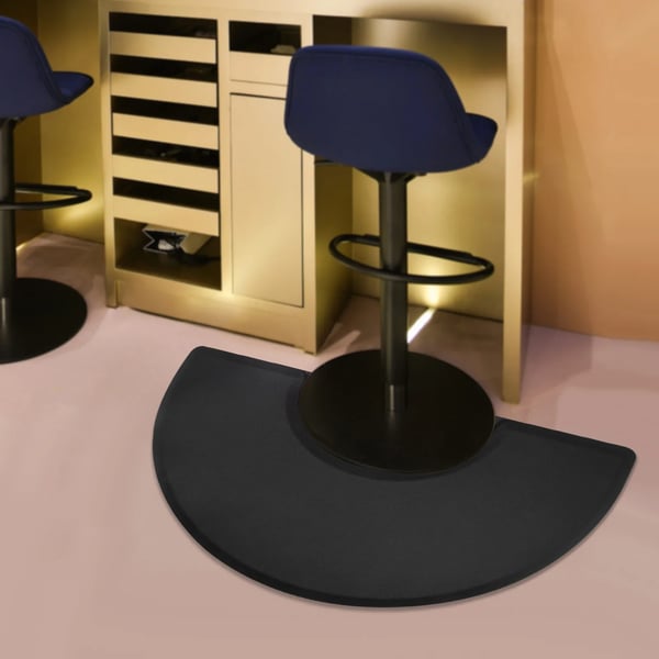 Frisør gulvmåtte - Stolmåtte til barberstol - Størrelse 91 x 152 cm - Til stolbase i salon - PU+PVC - Sort