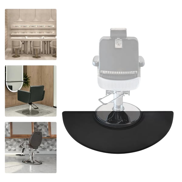 Frisør gulvmåtte - Stolmåtte til barberstol - Størrelse 91 x 152 cm - Til stolbase i salon - PU+PVC - Sort
