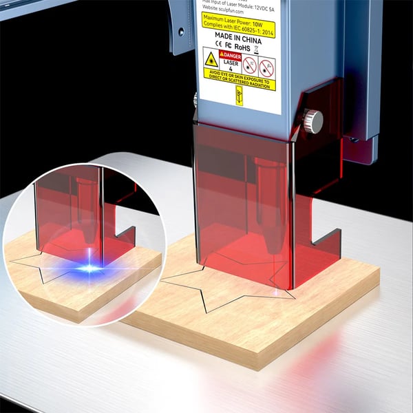 Lasergraver og skærer - S9 Pro 10W - 10W diodelaser 450 nm - 0,01 mm præcision - 400×410 mm arbejdsområde - EU-stik 100–240V - Grøn