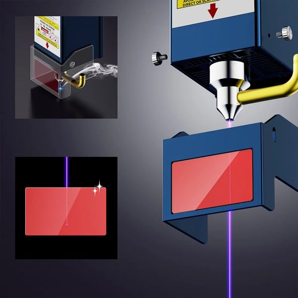 Lasergraverer og laserskærer - S30 Ultra 33W - 60×60 cm arbejdsområde - Fokus 0,08×0,10 mm - Automatisk air assist 30 L/min - EU-stik - Grøn