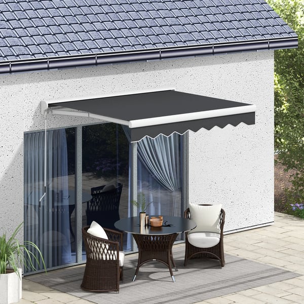 Markis - Terrassmarkis - Utdragbar, Elektrisk med Fjärrkontroll - 2,5 x 2 m - Polyesterduk - Manuell Vev - Ljusgrå