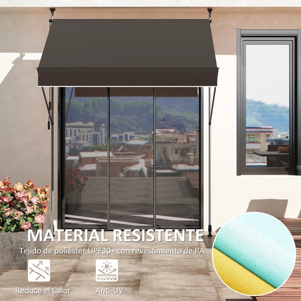 Terrassmarkis - Manuell med vev - Justerbar höjd 210–310 cm - Infällbar - För utomhusbruk - Svart