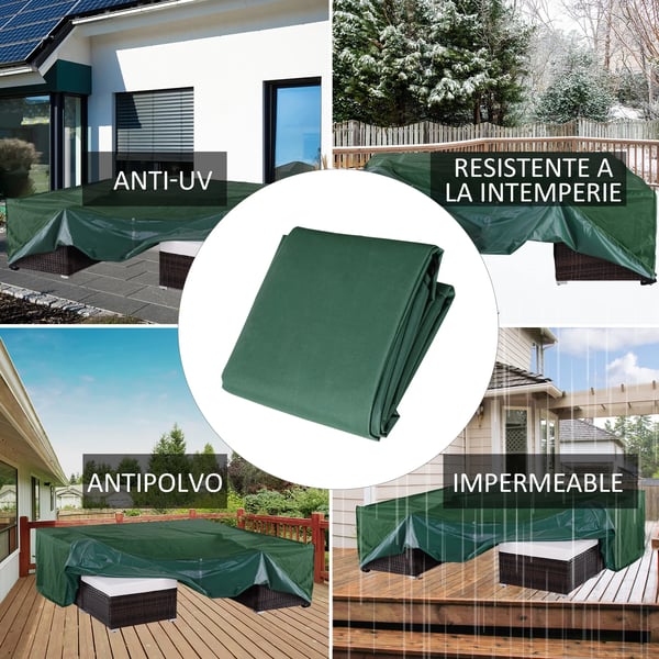 Trädgårdsmöbelskydd - Sofföverdrag - Vattentätt - Polyester - 222 x 155 x 67 cm - Grön