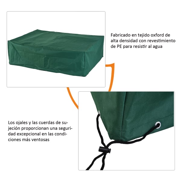 Trädgårdsmöbelskydd - Sofföverdrag - Vattentätt - Polyester - 222 x 155 x 67 cm - Grön