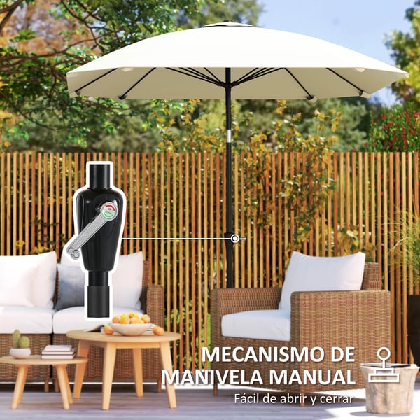 Terrassparasoll - Trädgårdsparasoll 233×233 cm - Fyrkantig - Justerbar Vinkel - För Utomhusbruk - Elfenbensvit