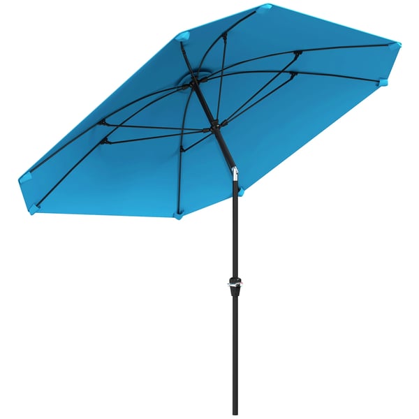 Uteparasoll - Terrassparasoll - 233 x 233 cm - Justerbar lutning - För trädgård och altan - Blå