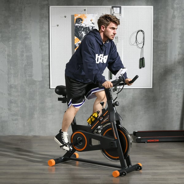 Motionscykel - Träningscykel - Svänghjul 8 kg - Display - Mått 103×48×115 cm - Orange