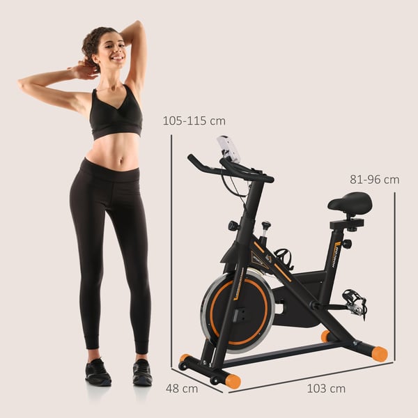 Motionscykel - Träningscykel - Svänghjul 8 kg - Display - Mått 103×48×115 cm - Orange