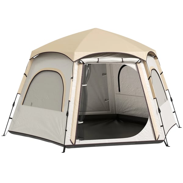 Campingtält - Enrum - Snabb Montering - UV-skydd - 3–4 Personer - 201T Polyester - Vit och Beige