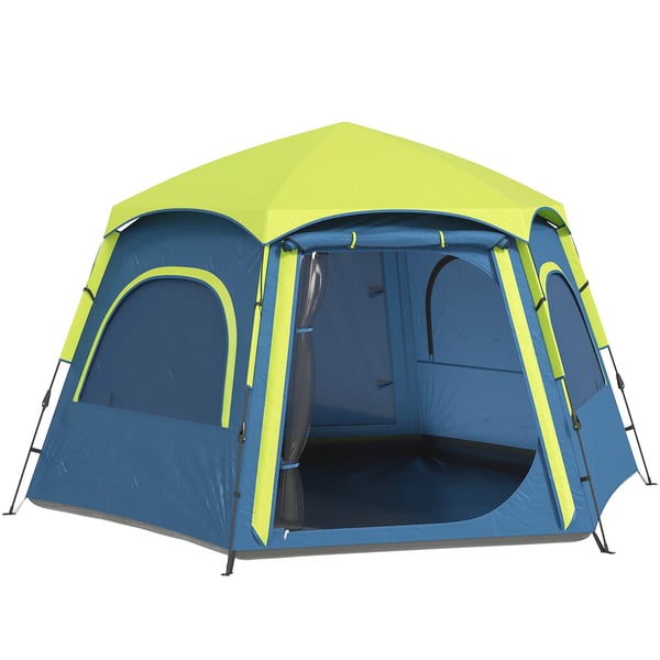 Campingtält - 3–4 personer - Enkel montering - UV-skydd - 201T polyester - 1-rum - Blå