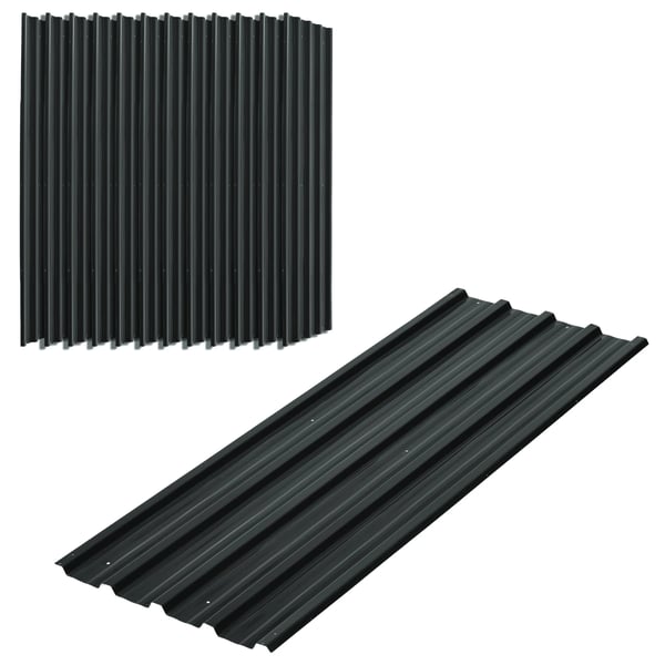 Takplåtar i galvaniserat stål - Takpaneler för förråd/redskapsbod - 129x45 cm - Set om 12 - Vattentät - Grå