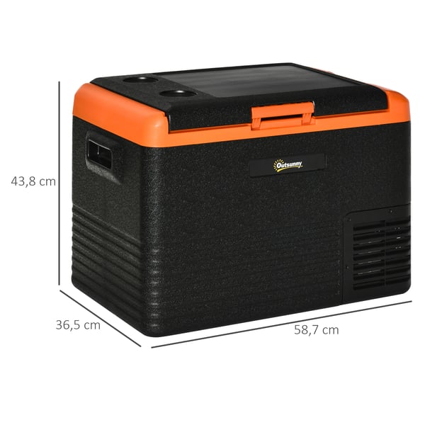 Bärbart elektriskt kylskåp - Kylbox 12V/24V - 40 L - 58,7×36,5×43,8 cm - Svart