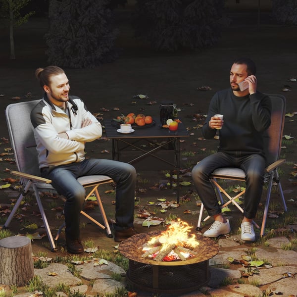Campingstolar - 2-pack - Hopfällbara - Aluminium - Justerbart ryggstöd - Svart