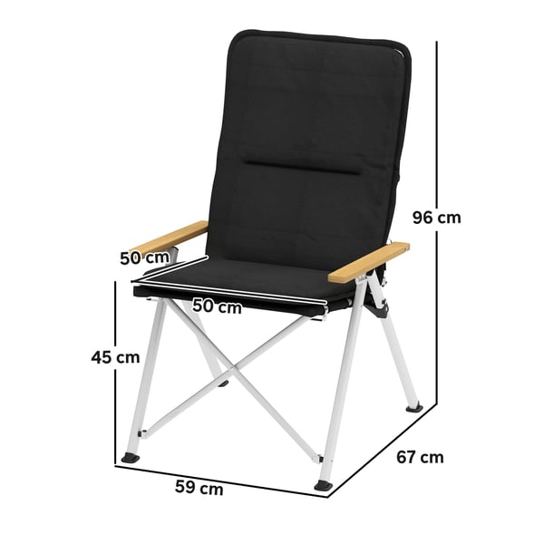 Campingstolar - 2-pack - Hopfällbara - Aluminium - Justerbart ryggstöd - Svart