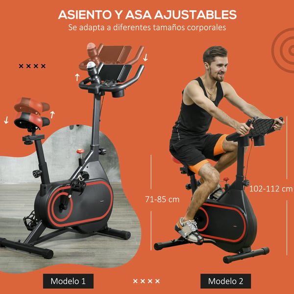 Motionscykel - Träningscykel för inomhus - Svänghjul 4 kg - Justerbart motstånd - Cardioträning - Ben - Röd