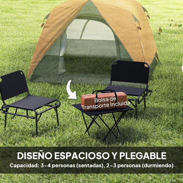 Campingtält - 3–4 Personer - 201T Polyester - Ett Sovrum - Syntetfiber - Med Krok - Bärväska - Flerfärgad