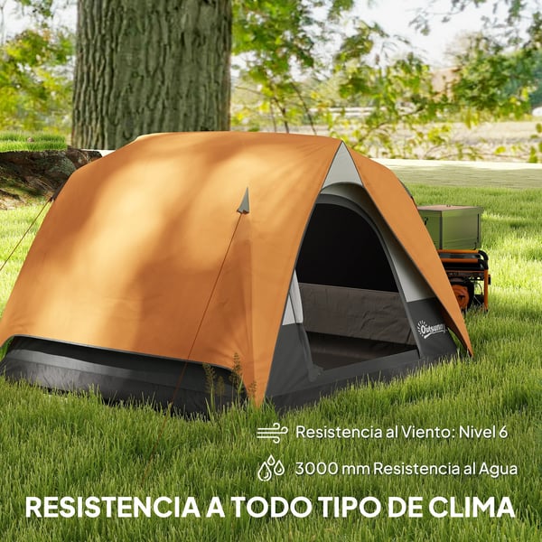 Campingtält - 3–4 Personer - 201T Polyester - Ett Sovrum - Syntetfiber - Med Krok - Bärväska - Flerfärgad