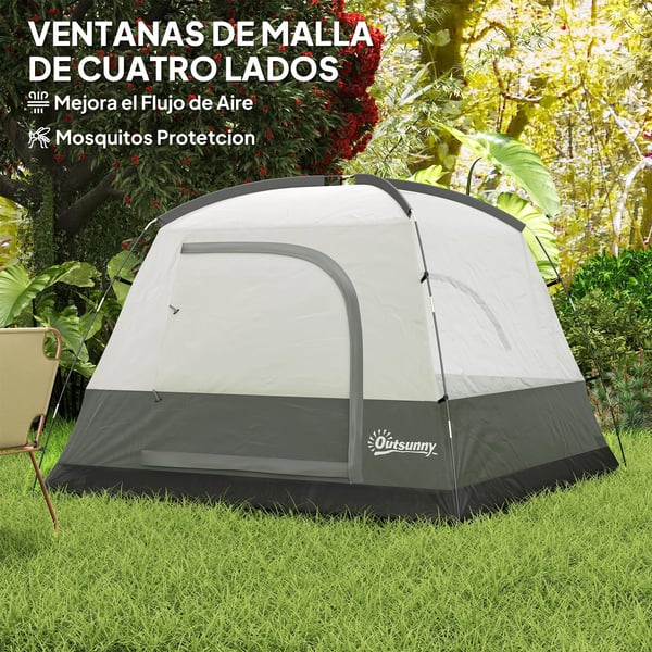 Campingtält - 3–4 Personer - 201T Polyester - Ett Sovrum - Syntetfiber - Med Krok - Bärväska - Flerfärgad