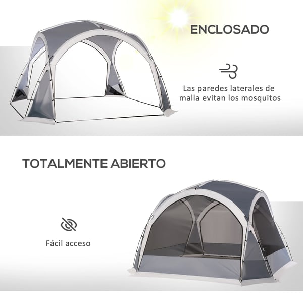 Familjetält - Campingtält - 350×350×230 cm - 5–8 personer - 1 sovrum - 201T polyester - Grå