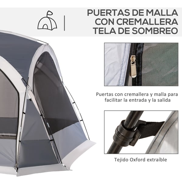 Familjetält - Campingtält - 350×350×230 cm - 5–8 personer - 1 sovrum - 201T polyester - Grå