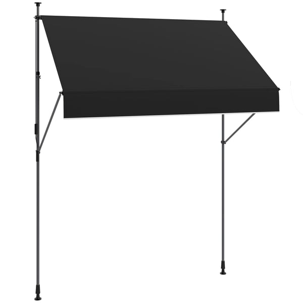 Markis - Manuell utdragbar - Höjdjusterbar med vev - Höjd 210–310 cm - Svart