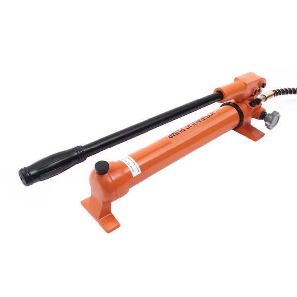 Hydraulisk håndpumpsæt - Manuel pumpe - 60–70 MPa - Olietank 900 ml (700 ml) - Slange 180 cm - 3/8 lynkobling - Orange