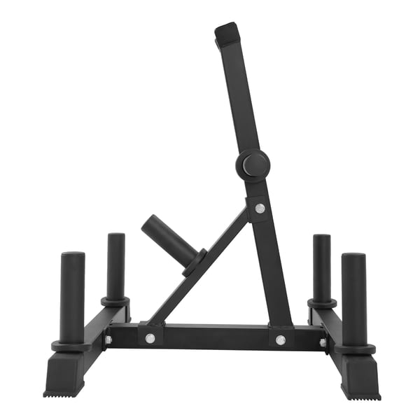 Vægtskiveholder - Vertikalt stativ - 7 pinde 15 cm - 75–80 kg pr. pind - 300 kg samlet kapacitet - Rustbestandig & pladsbesparende - 71×61 cm - Sort