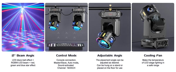 LED Moving Head - 120 W DMX lavavalo - DMX512/RDM - 19/25 kanavaa - RGBW LED + RGB-laser - Strobo - 90–240 V - Lämmin valo