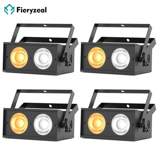 4-pak LED Par Blinder - 100W COB - DMX512/RDM 8CH - Auto/Lyd/Master-Slave - EU-stik - Kold + Varm Hvid 2×50W