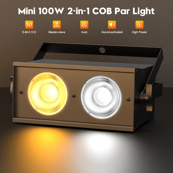 4-pak LED Par Blinder - 100W COB - DMX512/RDM 8CH - Auto/Lyd/Master-Slave - EU-stik - Kold + Varm Hvid 2×50W
