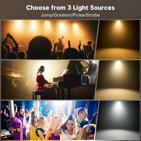 4-pak LED Par Blinder - 100W COB - DMX512/RDM 8CH - Auto/Lyd/Master-Slave - EU-stik - Kold + Varm Hvid 2×50W