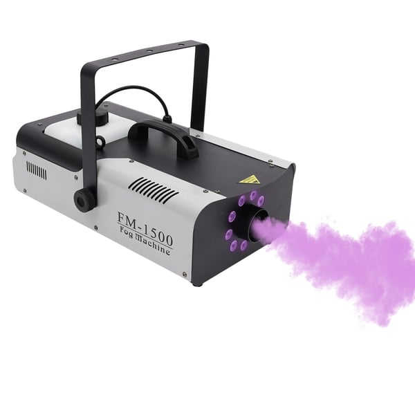 Ammattitason savukone - 1500 W lava/DJ - 220 V EU-pistoke - 9×3 W RGB LED - DMX512 & langaton kaukosäädin - Säiliö 2,5 l - 18000–25000 CFM