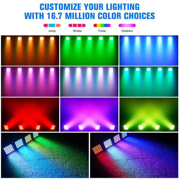 LED lavavalo - Neliö PAR-valo 54W RGBWA+UV 6-in-1 - Ladattava akku - DMX512/RDM - 3/5/7 kanavaa - EU-pistoke