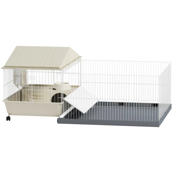 Smådjursbur - Med avtagbar hage - Metall - 108 x 71 x 57 cm - Beige