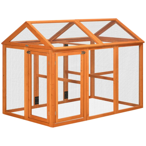 Hönshus - Utomhusmodell - 140 x 88,5 x 106 cm - För 1–3 höns - Trä - Natur