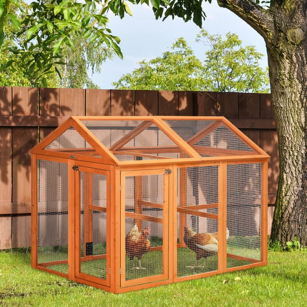 Hönshus - Utomhusmodell - 140 x 88,5 x 106 cm - För 1–3 höns - Trä - Natur
