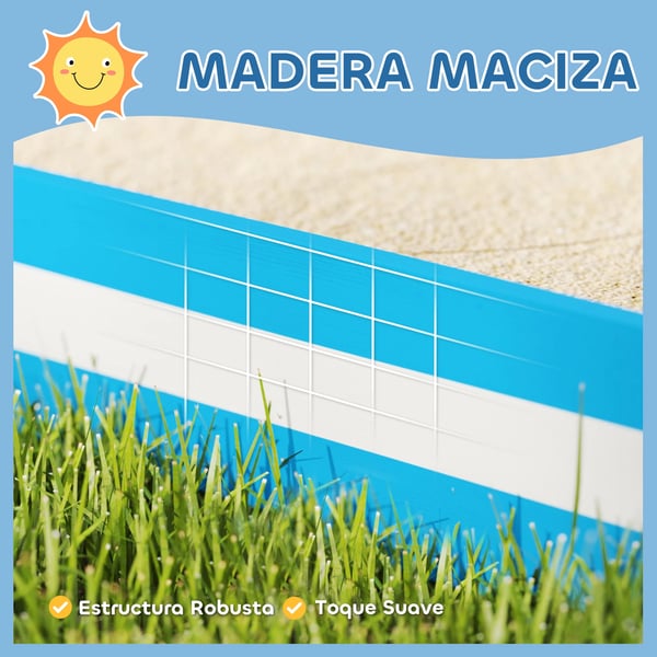 Barnsandlåda - Plastsandlåda - 3+ år - 4 sittplatser - 133 x 133 x 16 cm - Blå/Vit